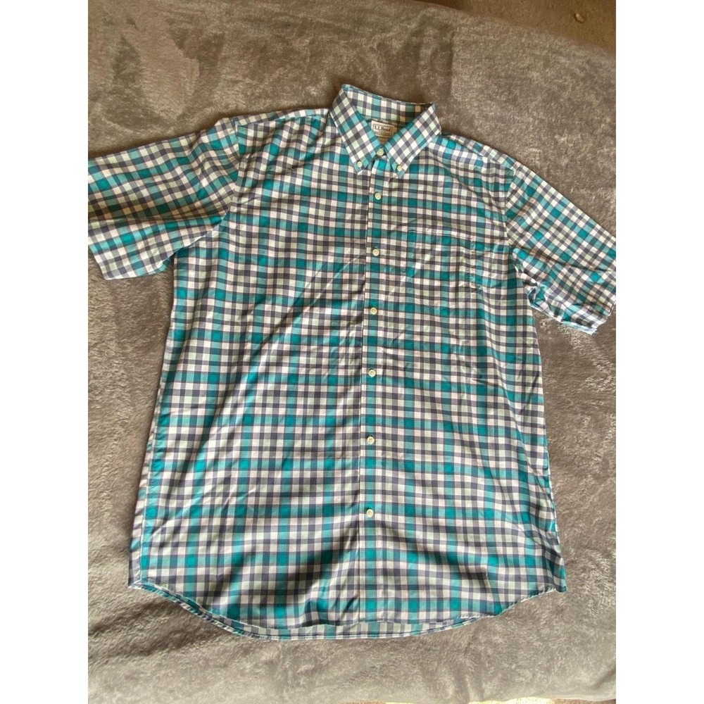 LL Bean Traditional Fit Plaid Mens Shirt Button Up Large Cotton sku55